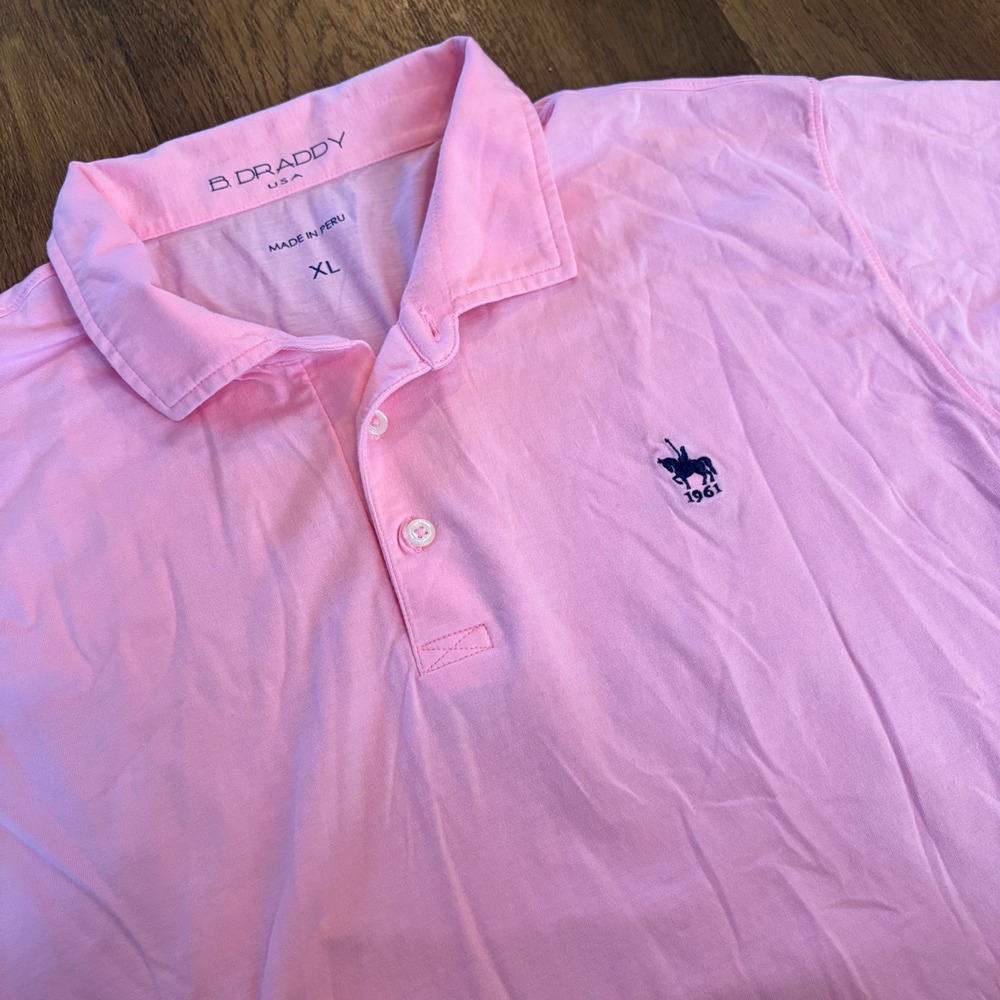Modern Authentic B. Draddy Pima Cotton Pink Embroidered Golf Performance Polo
